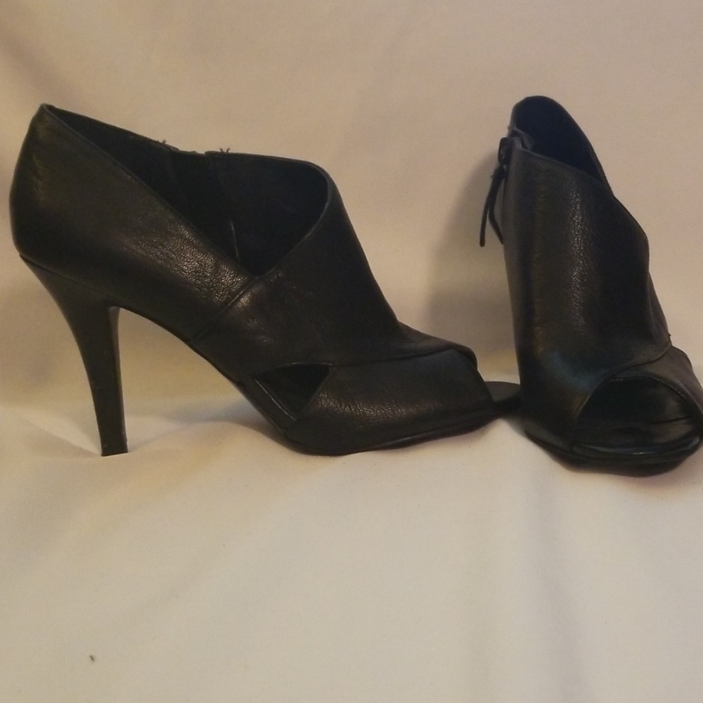 Black open toe booties